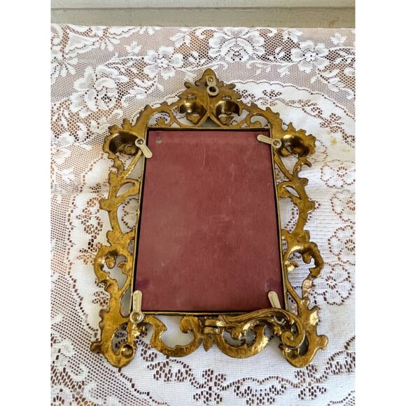 Antique Art Nouveau Ornate Brass Gold Easel/hanging Frame Leaf Scrolling - Picture 14 of 16